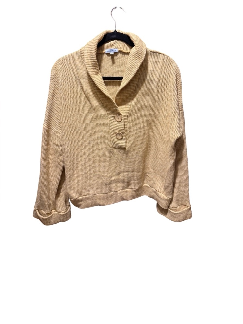 White Birch Cowl Neck Sweater with Button Accents size S Caramel